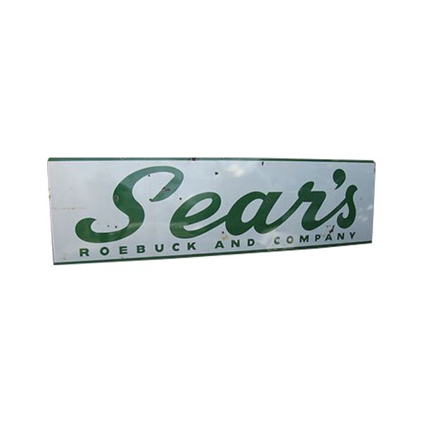 Sears Roebuck and Company White and Green Porcelain Sign
