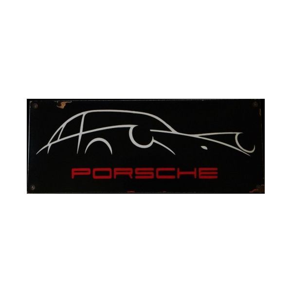 Porsche Black and White Outline Porcelain Sign