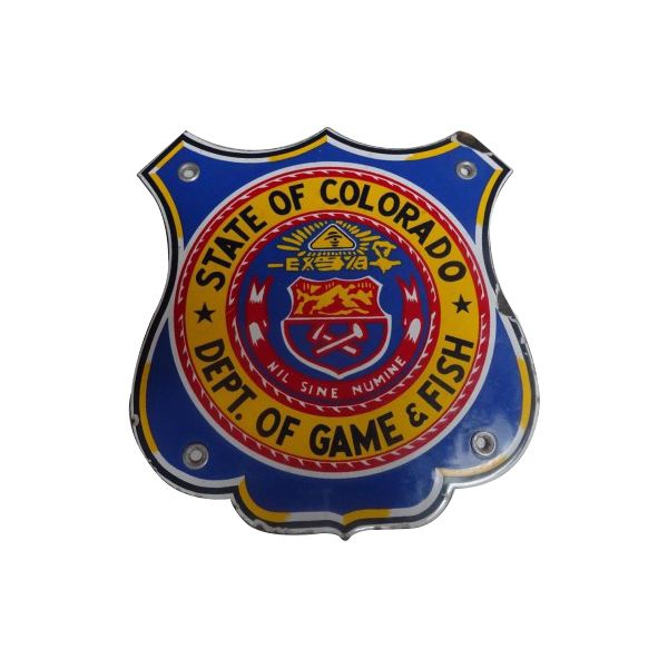 State of Colorado Dept of Fish and Game Porcelain Sign