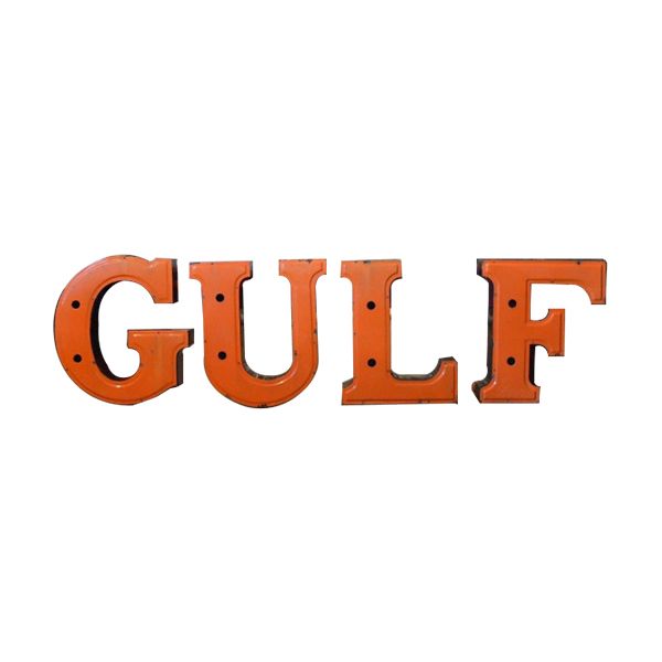 GULF 1930s Porcelain Letters Porcelain Sign