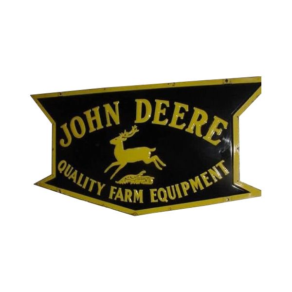 John Deere Quality Farm Equipment Die Cut Porcelain Sign