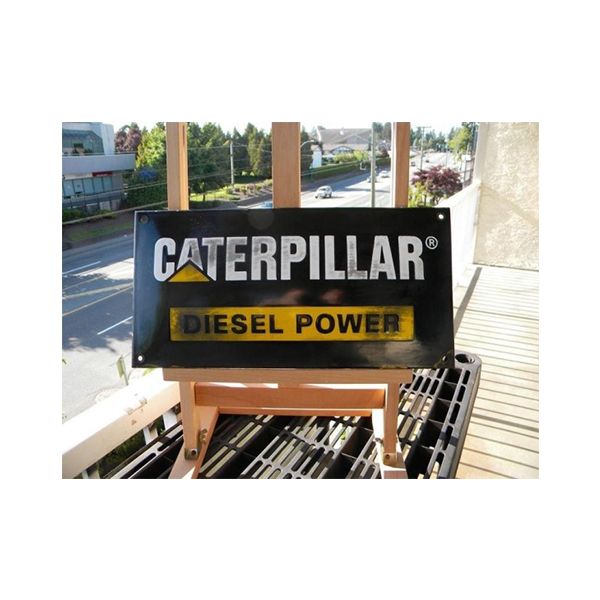 Caterpillar Diesel Power Black Porcelain Sign