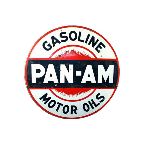 Pan Am Motor Oils Gasoline Porcelain Sign
