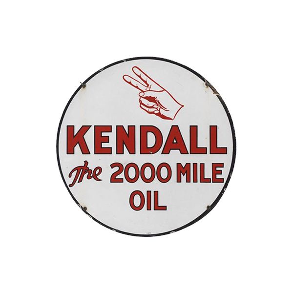 Kendall The 2000 Mile Oil Porcelain Sign