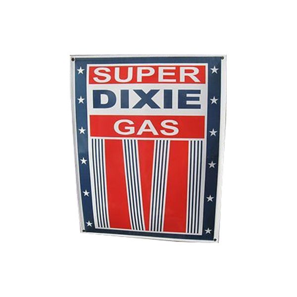 Super Dixie Gas Red White and Blue Stars Porcelain Sign