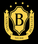 The logo for the national beta club is a yellow shield with the letter b on it.