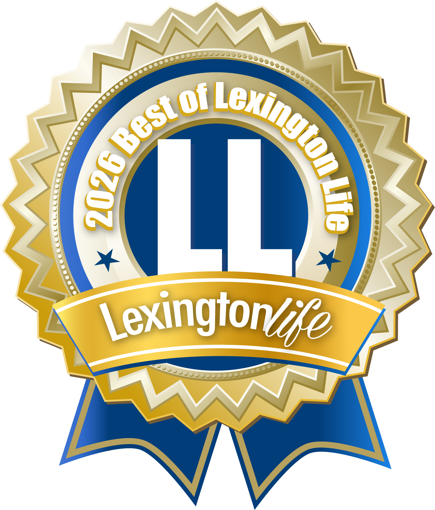 2026 Best of Lexington Life award badge with blue, gold, and white elements.