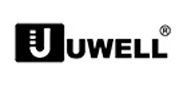 A black and white logo for juwell on a white background.