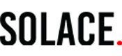 The word solace is written in black letters on a white background.
