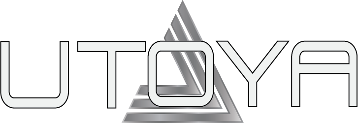 The word utoya is written in white letters on a white background.