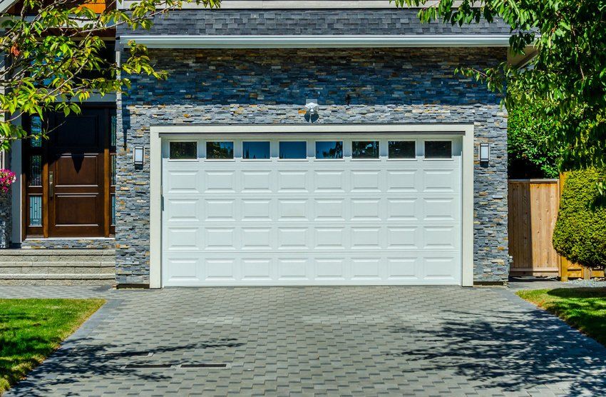 White modern style garage door