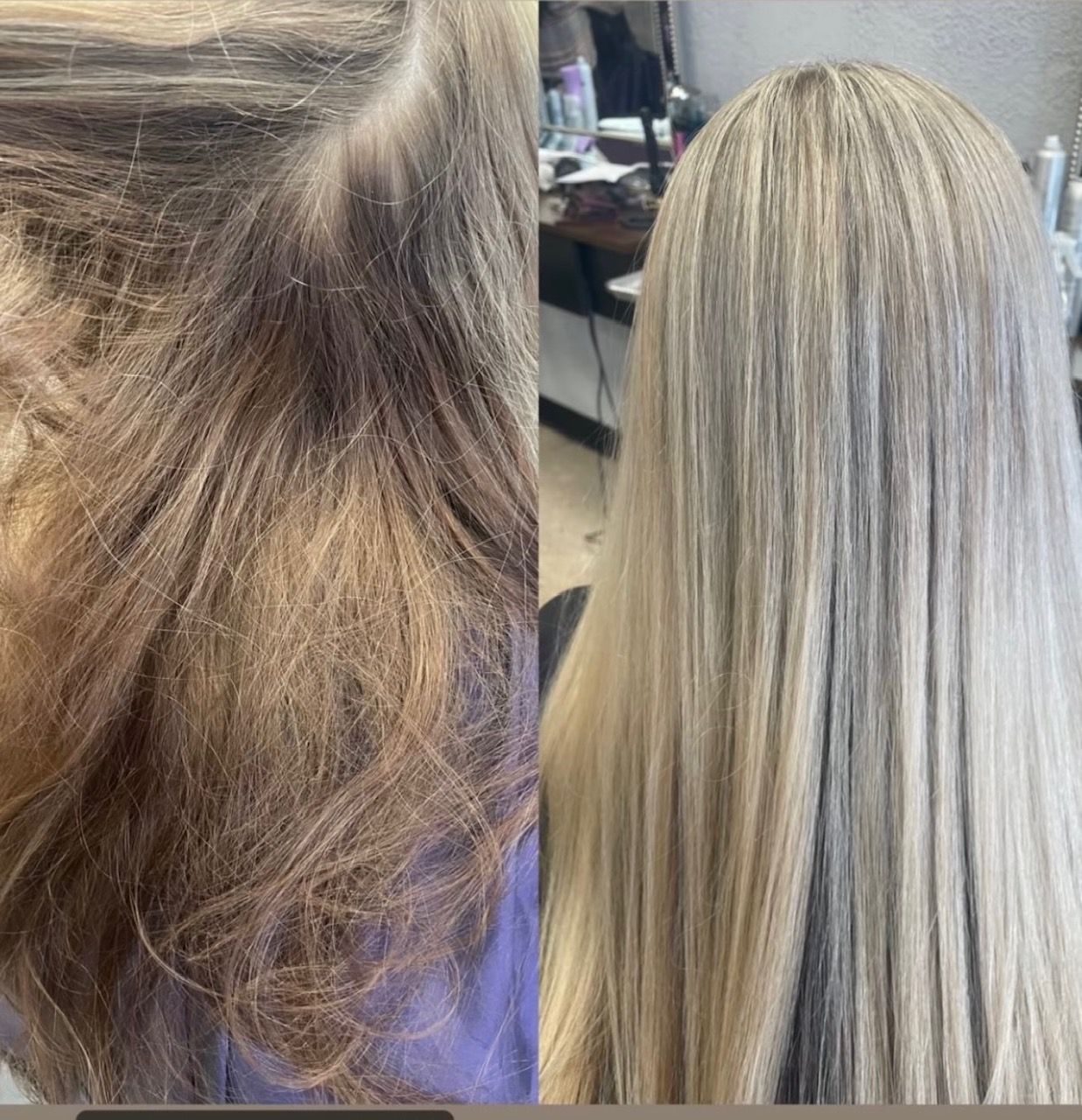 Before and after hair treatment