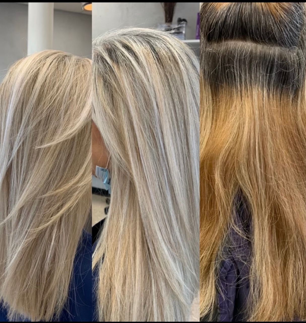 Before and after hair color treatment