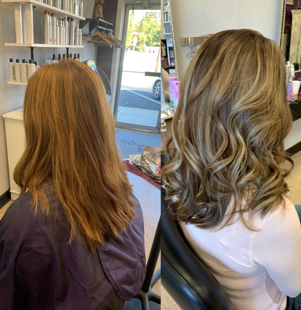 Before and after curly hair style