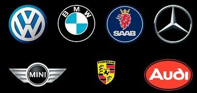 Volkswagen, BMW, SAAB, Mercedes, Mini Cooper, Porsche, Audi
