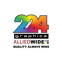 Logo for 224 Graphics: Rainbow-colored "224" over black "graphics," and red "ALLIEDWIDE" and slogan "QUALITY ALWAYS WINS."