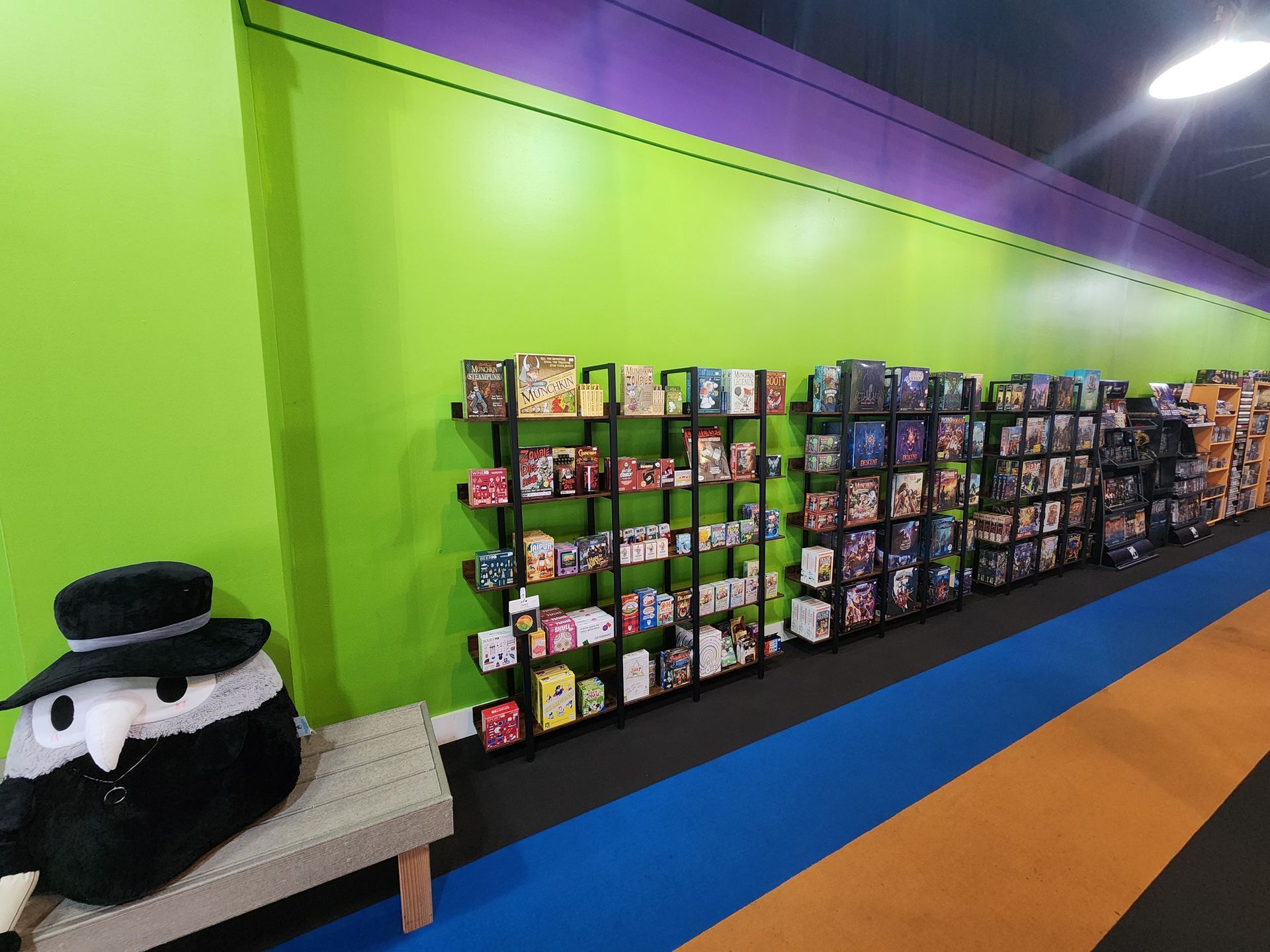 Shelves filled with board games in a store