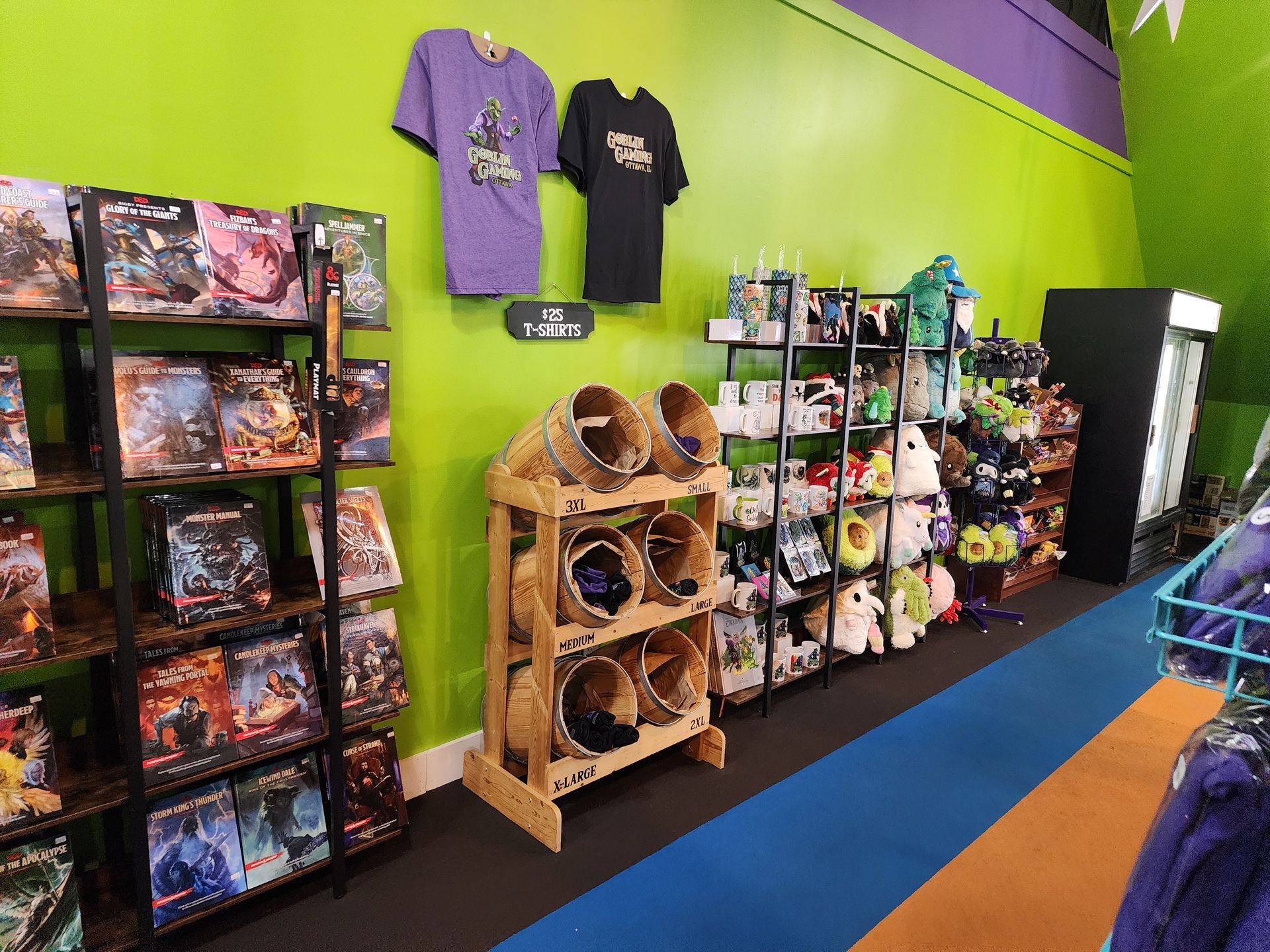 Store filled with lots of board games and shirts