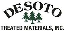 Logo for Desoto Treated Materials, Inc., with the name above three green pine trees.