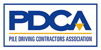 PDCA logo: Blue letters on a white background,