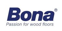 Bona logo with blue text and the tagline “Passion for wood floors”