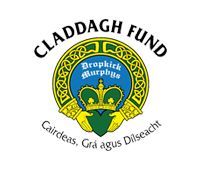 Claddagh Fund logo. Green and gold circular design with a Claddagh ring and 