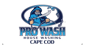 Logo: A fisherman spraying water; "Pro Wash" over "House Washing Cape Cod".