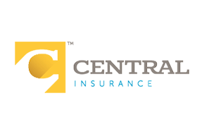 Logo for Central Insurance: Yellow square with white 
