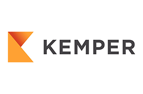 Kemper logo with a geometric orange shape and dark gray text.