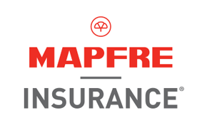 Mapfre Insurance logo with red text and an umbrella symbol.