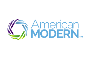 American Modern logo with abstract colorful circular design and blue text.