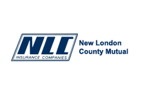 Logo for New London County Mutual insurance, with blue letters