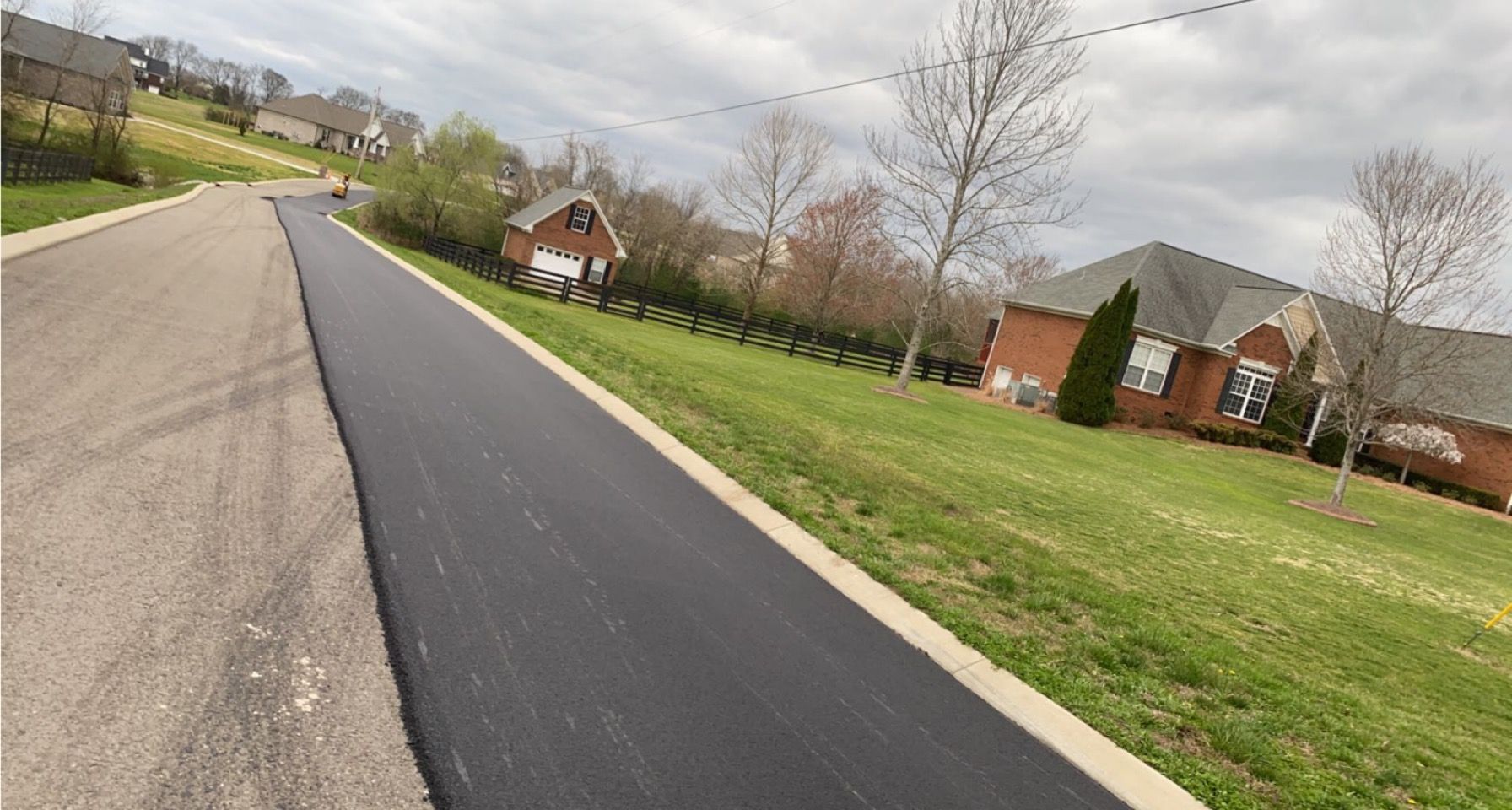 asphalt road on a residential area