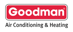 Goodman logo: red rectangle with white text 