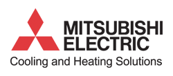 Mitsubishi Electric logo with red diamond symbol and text 