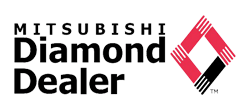 Mitsubishi Diamond Dealer logo with text and diamond logo.