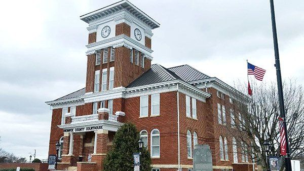 Front view of courthouse