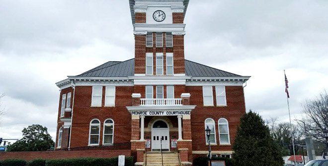 Front view of courthouse