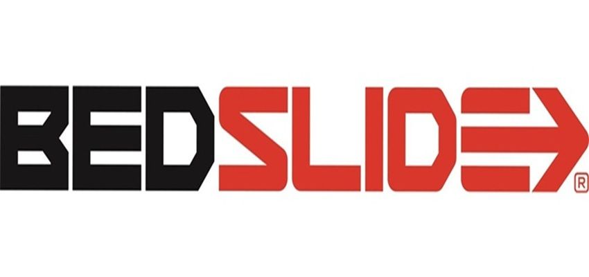 BEDSLIDE logo in black and red with a right-pointing arrow