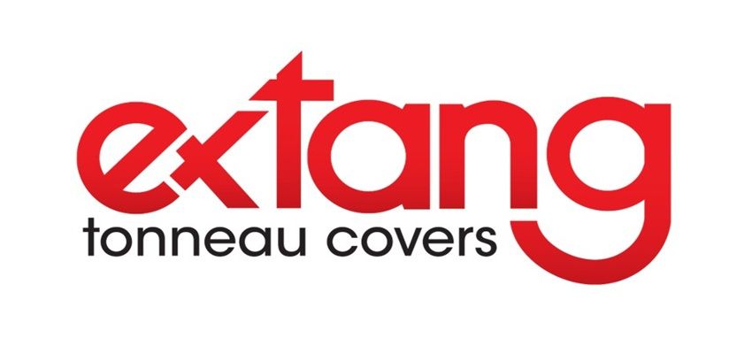 Extang tonneau covers logo in red and black on a white background