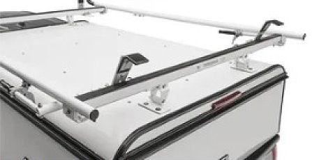 White pool table with metal rails and adjustable overhead support frame