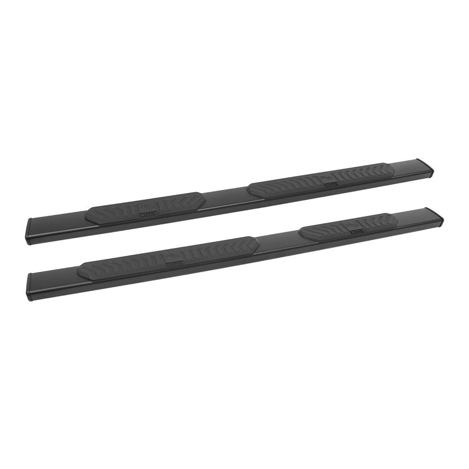 Pair of black running boards/side steps on a white background