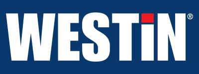 Westin hotel logo in white on a blue background with a red accent over the “I”