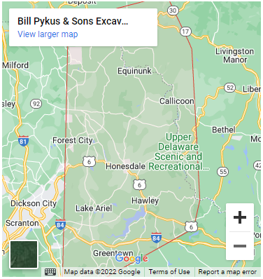 Bill Pykus & Sons Excavating, Inc service area map