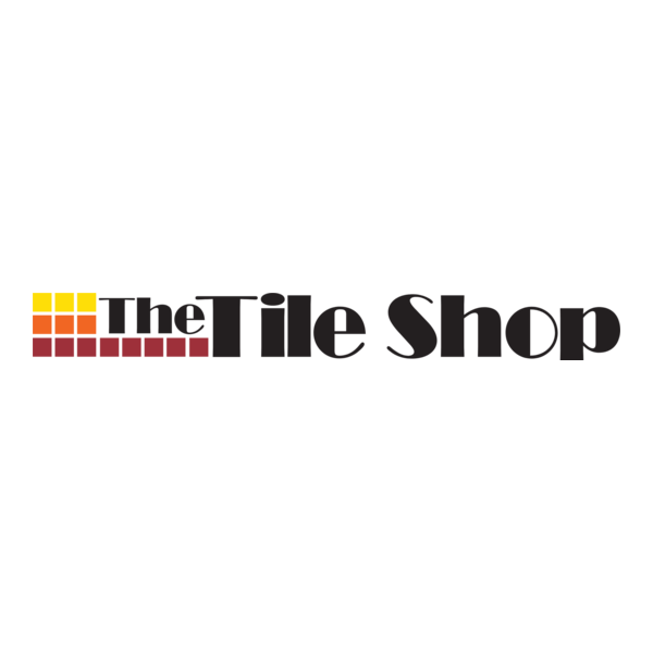 The Tile Shop logo with a block of colorful squares and black text.