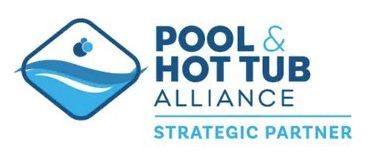 Logo for Pool & Hot Tub Alliance, a strategic partner. Features a water design inside a blue diamond shape.