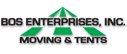 A logo for bos enterprises inc. moving and tents