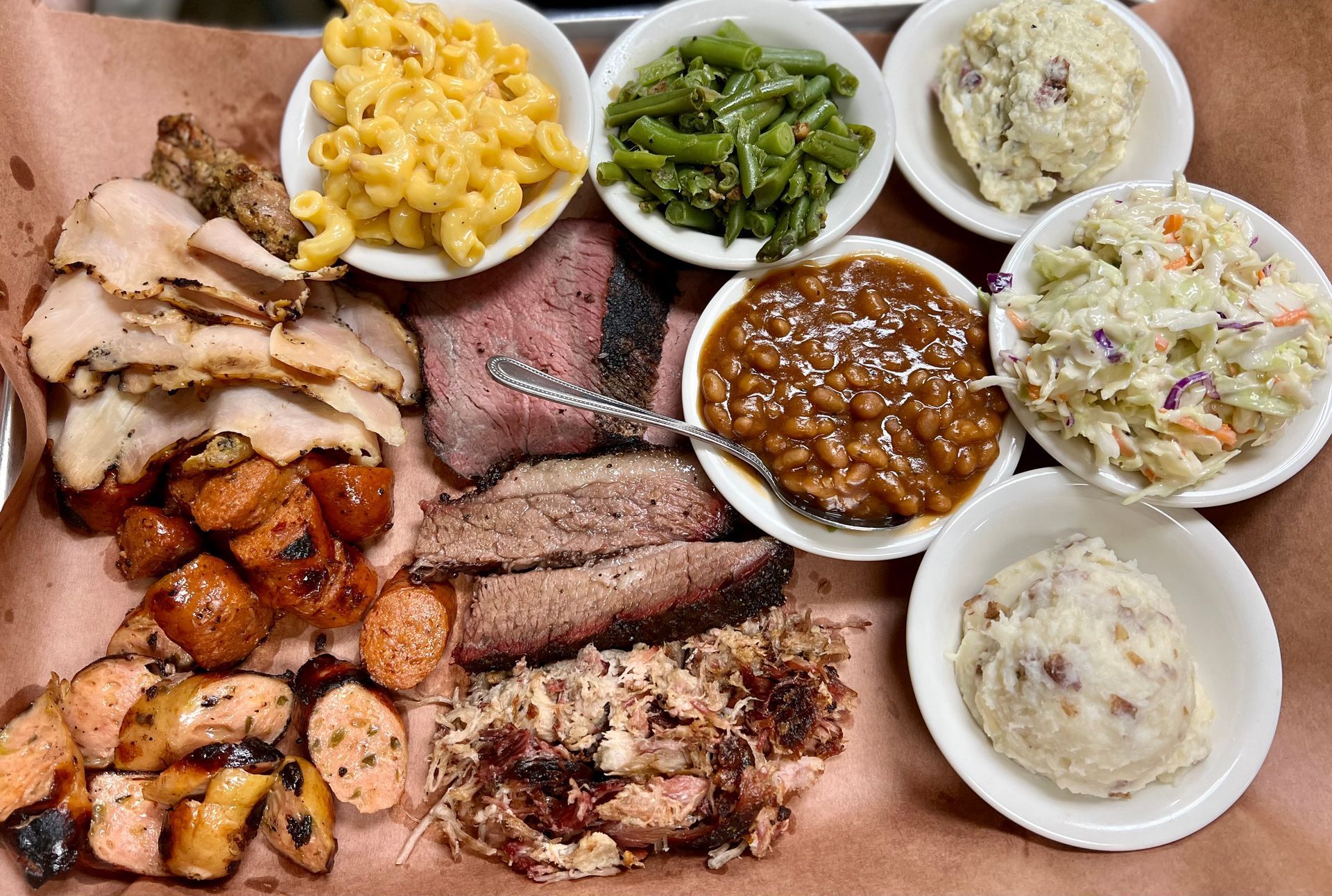 There are many different types of food on the table.