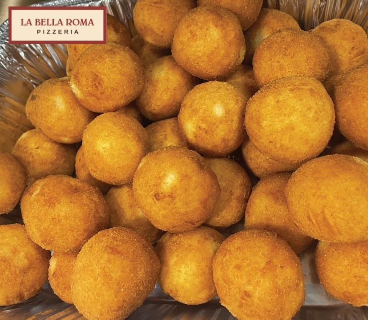 A tray of fried food from la bella roma pizzeria