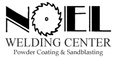 Nell Welding Center logo with black text and saw blade graphic; &ldquo;Powder Coating & Sandblasting&rdquo; subtitle
